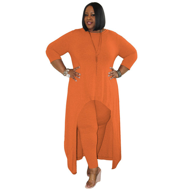 Curvy Women's Two Piece Set Loungewear Stretchy Outfits